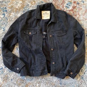 Distressed Black Denim Jacket